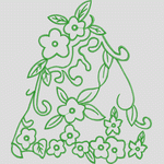 绿色花卉刺绣图案