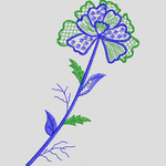 蓝色绣花花朵图案
