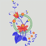 彩色刺绣花卉图案
