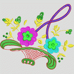 彩色花卉刺绣图案