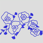 蓝色刺绣花卉图案