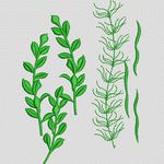 绿色植物刺绣图案