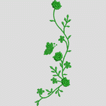 绿色植物与蝴蝶刺绣图案