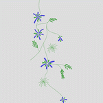 蓝色花朵藤蔓刺绣图案