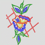 彩色刺绣花卉图案