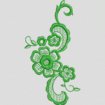 绿色刺绣花卉图案