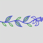 蓝色刺绣植物图案