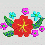 彩色花卉刺绣图案
