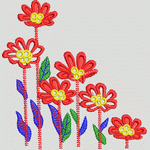 红色花朵刺绣图案