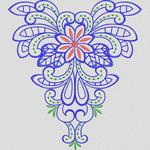 蓝色花卉刺绣图案