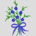 蓝色花朵刺绣花束