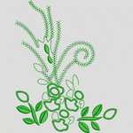绿色植物刺绣图案