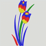 彩色刺绣郁金香花束