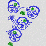蓝色花纹与绿色点缀图案