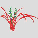 红色植物刺绣图案
