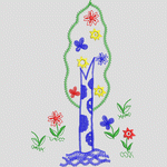 彩色花卉刺绣图案