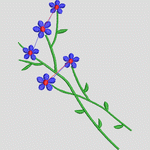 蓝色花朵刺绣图案