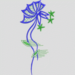 蓝色花朵刺绣图案