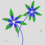 蓝色花朵刺绣设计图