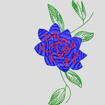 蓝色花朵刺绣图案