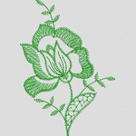 绿色刺绣花卉图案