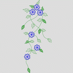 蓝色花朵藤蔓刺绣图案