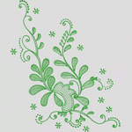 绿色植物刺绣图案