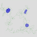 蓝色花朵刺绣图案