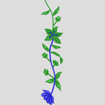 蓝色藤蔓植物刺绣图案
