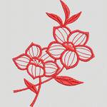 红色刺绣花卉图案