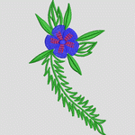 蓝色花朵刺绣图案