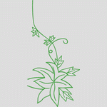 绿色藤蔓植物刺绣图案