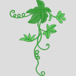 绿色藤蔓植物刺绣图案