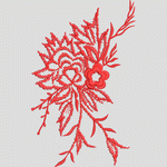 红色刺绣花卉图案