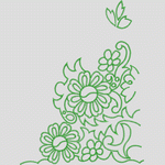 绿色刺绣花卉图案