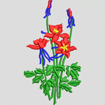 红色花朵刺绣图案