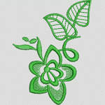 绿色刺绣花卉图案