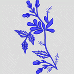 蓝色植物刺绣图案