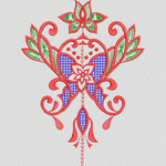 红色花卉刺绣图案