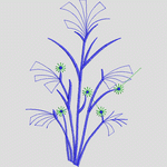 蓝色植物刺绣设计图