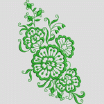 绿色花卉刺绣图案