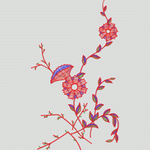 红色花卉刺绣图案