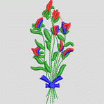 彩色郁金香花束刺绣图案