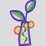彩色刺绣植物图案