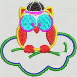 卡通猫头鹰戴眼镜坐云上 猫头鹰VIP