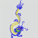 蓝色龙形刺绣图案 龙VIP