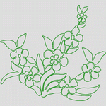 绿色花卉线描图案