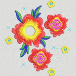 彩色刺绣花卉图案