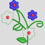 蓝色花朵刺绣图案