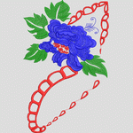蓝色花卉刺绣图案
